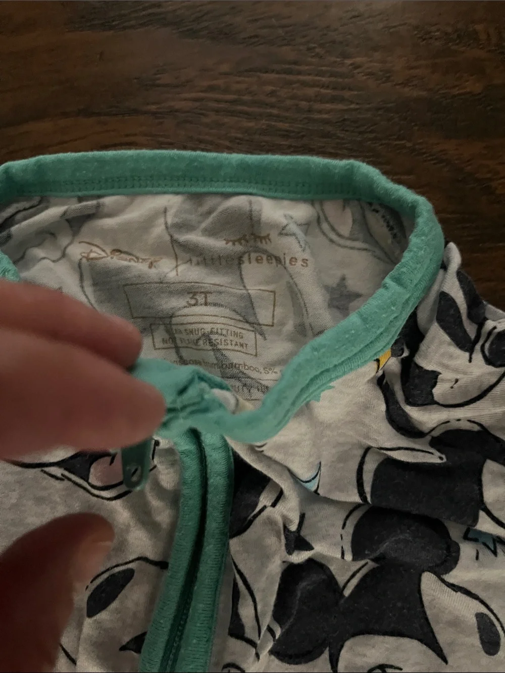 Little Sleepies Mickey Mouse Grey and Teal One-Piece Pajamas